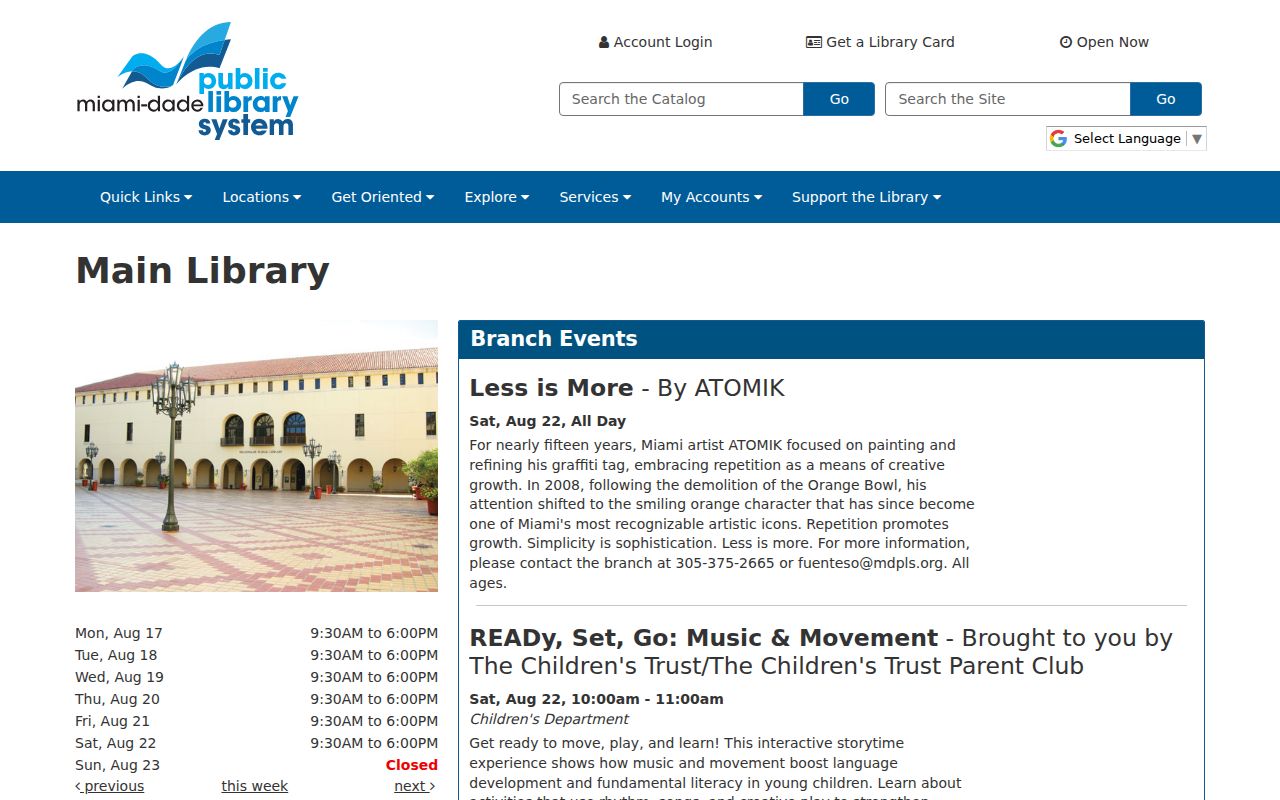 MDPLS Main Library location holding historical city directories