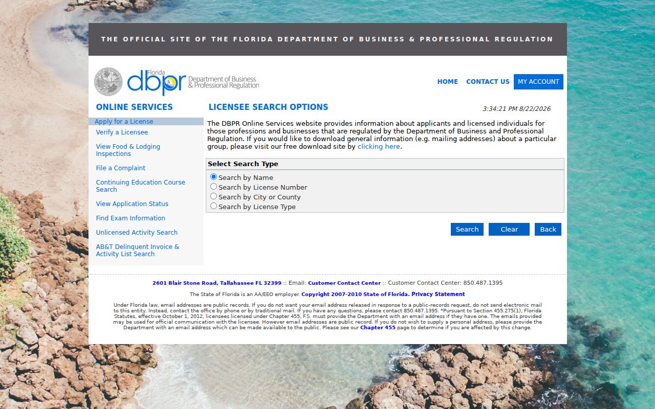 Palmetto Bay residents directory Florida professional license search