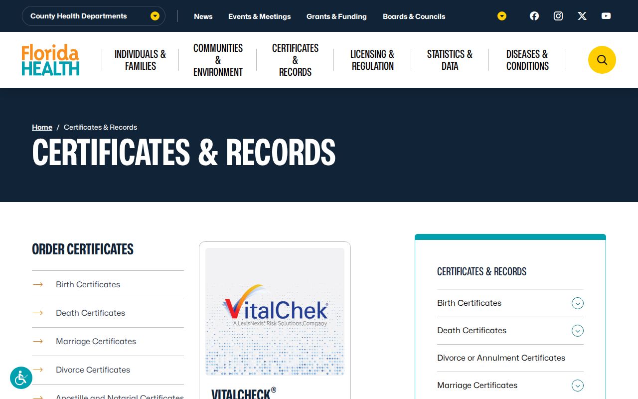Palmetto Bay resident lookup Florida vital records gateway