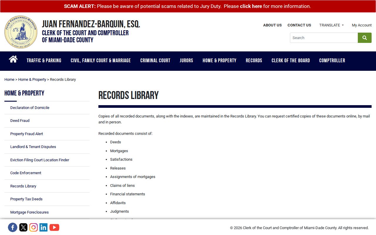 Miami-Dade Records Library instructions for deeds before 1974